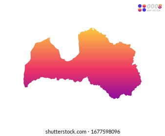Vector bright colorful gradient of Latvia map on white background. Organized in layers for easy editing.