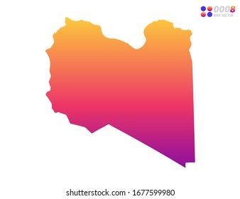 Vector bright colorful gradient of Libya map on white background. Organized in layers for easy editing.