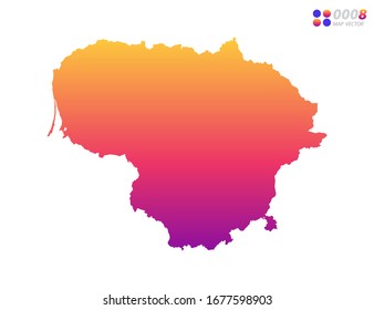 Gradiente multicolor vectorial de Lituania mapa sobre fondo blanco. Organizado en capas para una edición sencilla.