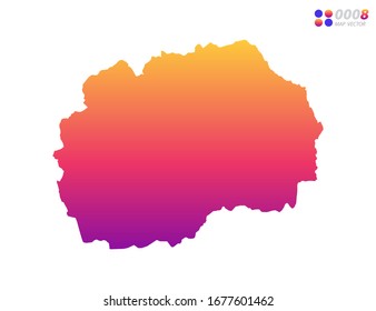 Vector bright colorful gradient of Macedonia map on white background. Organized in layers for easy editing.