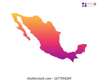 Vector bright colorful gradient of Mexico map on white background. Organized in layers for easy editing.