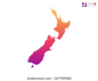 Vector bright colorful gradient of New Zealand map on white background. Organized in layers for easy editing.