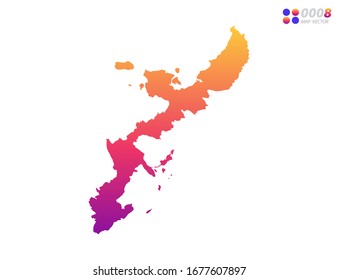 Vector bright colorful gradient of Okinawa map on white background. Organized in layers for easy editing.