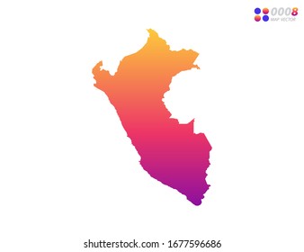 Vector bright colorful gradient of Peru map on white background. Organized in layers for easy editing.