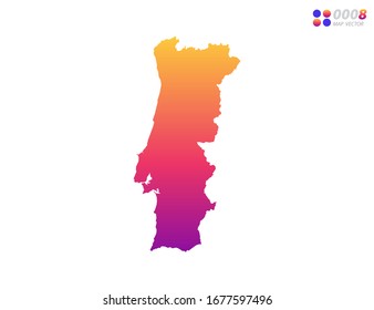 Gradiente de color brillante vectorial de Portugal mapa sobre fondo blanco. Organizado en capas para una edición sencilla.