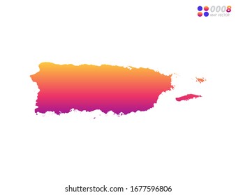 Vector bright colorful gradient of Puerto Rico map on white background. Organized in layers for easy editing.