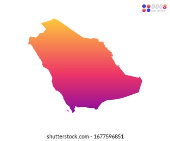 Gradiente de color brillante vectorial de Arabia Saudita mapa sobre fondo blanco. Organizado en capas para una edición sencilla.