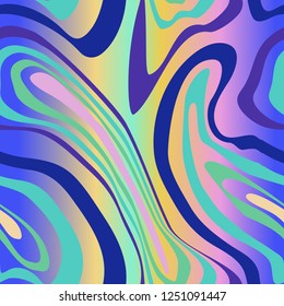 Vector of bright colorful gradient seamless pattern with chaotic wavy lines