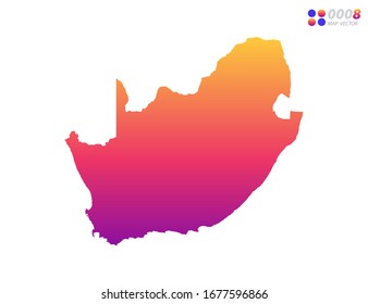 Vector bright colorful gradient of South Africa map on white background. Organized in layers for easy editing.