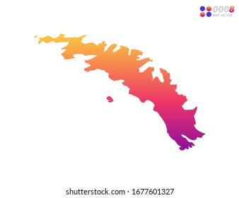 Vector bright colorful gradient of South Georgia map on white background. Organized in layers for easy editing.