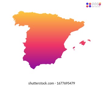 Vector bright colorful gradient of Spain map on white background. Organized in layers for easy editing.