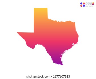 Vector bright colorful gradient of Texas map on white background. Organized in layers for easy editing.