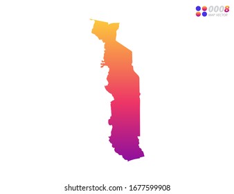 Vector bright colorful gradient of Togo map on white background. Organized in layers for easy editing.