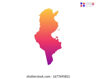 Vector bright colorful gradient of Tunisia map on white background. Organized in layers for easy editing.