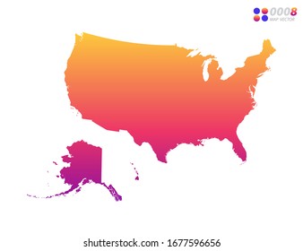 Gradiente de color brillante vectorial de los Estados Unidos de América (USA) mapa sobre fondo blanco. Organizado en capas para una edición sencilla.