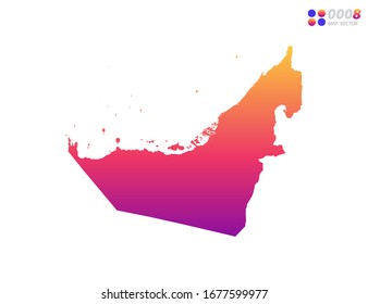 Vector bright colorful gradient of United Arab Emirates map on white background. Organized in layers for easy editing.