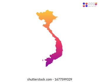 Vector bright colorful gradient of Vietnam map on white background. Organized in layers for easy editing.