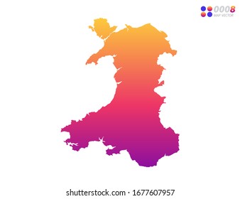 Vector bright colorful gradient of Wales map on white background. Organized in layers for easy editing.