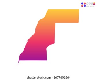 Gradiente colorido vectorial brillante del mapa del Sahara Occidental sobre fondo blanco. Organizado en capas para una edición sencilla.