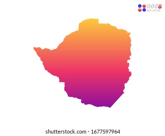 Gradiente de colores vivos del mapa de Zimbabue sobre fondo blanco. Organizado en capas para una edición sencilla.