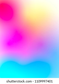 vector bright colorful illustration with soft transitions between the colored spots: pink, yellow, blue, turquoise, purple. Funny, iridescent color variations create a minimalistic, holographic design