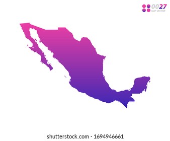 Vector bright colorful purple gradient of Mexico map on white background. Organized in layers for easy editing.