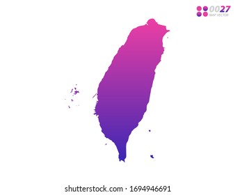Vektorillustration hellbunter violetter Farbverlauf von Taiwan Karte auf weißem Hintergrund. Organisiert in Schichten für einfache Bearbeitung.