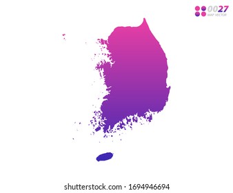 Vector bright colorful purple gradient of South Korea map on white background. Organized in layers for easy editing.
