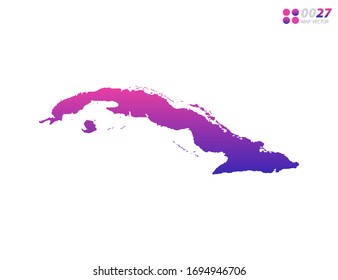 Vector bright colorful purple gradient of Cuba map on white background. Organized in layers for easy editing.