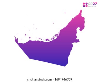 Vector bright colorful purple gradient of United Arab Emirates map on white background. Organized in layers for easy editing.
