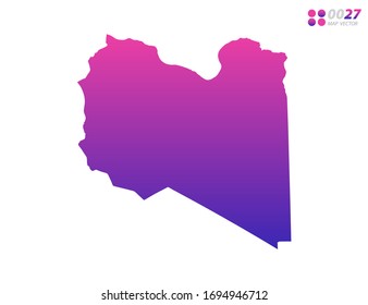 Vector bright colorful purple gradient of Libya map on white background. Organized in layers for easy editing.