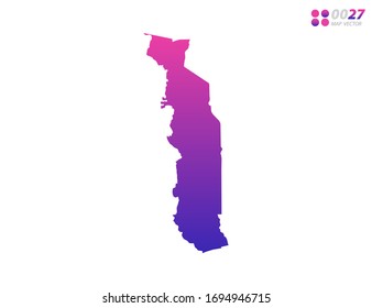 Vector bright colorful purple gradient of Togo map on white background. Organized in layers for easy editing.