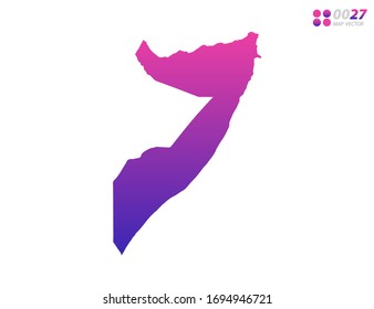Gradiente violeta de colores vivos en el mapa somalí sobre fondo blanco. Organizado en capas para una edición sencilla.