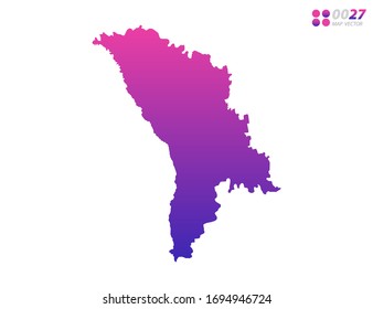 Vektorillustration hellbunter violetter Farbverlauf-Verlauf der Moldau Karte auf weißem Hintergrund. Organisiert in Schichten für einfache Bearbeitung.