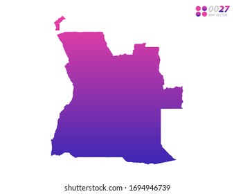 Gradiente violeta de colores vivos en el mapa de Angola sobre fondo blanco. Organizado en capas para una edición sencilla.