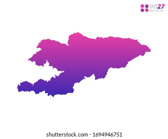 Vector bright colorful purple gradient of Kyrgyzstan map on white background. Organized in layers for easy editing.