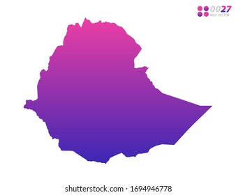 Gradiente violeta de colores vivos de Etiopía mapa sobre fondo blanco. Organizado en capas para una edición sencilla.