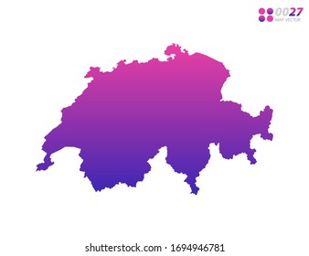Vector bright colorful purple gradient of Switzerland map on white background. Organized in layers for easy editing.
