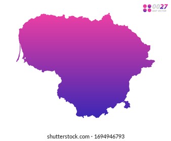 Vector bright colorful purple gradient of Lithuania map on white background. Organized in layers for easy editing.