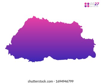Vector bright colorful purple gradient of Bhutan map on white background. Organized in layers for easy editing.