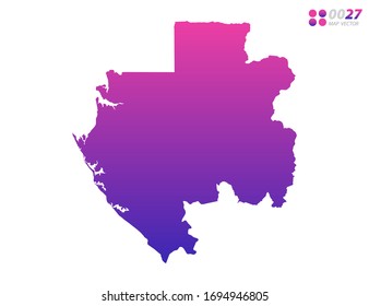 Vector bright colorful purple gradient of Gabon map on white background. Organized in layers for easy editing.