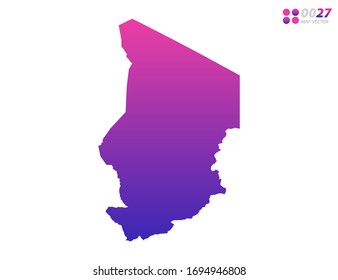 Vector bright colorful purple gradient of Chad map on white background. Organized in layers for easy editing.