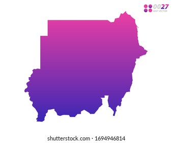 Vector bright colorful purple gradient of Sudan map on white background. Organized in layers for easy editing.