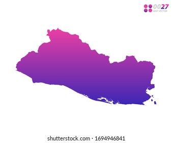 Vector bright colorful purple gradient of El Salvador map on white background. Organized in layers for easy editing.