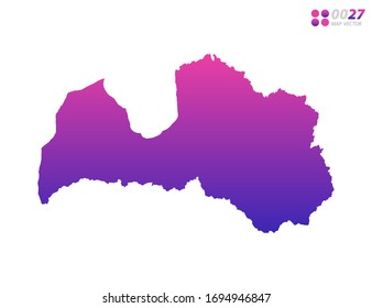 Vector bright colorful purple gradient of Latvia map on white background. Organized in layers for easy editing.