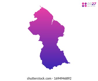 Vector bright colorful purple gradient of Guyana map on white background. Organized in layers for easy editing.