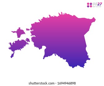 Gradiente violeta de colores vivos de Estonia mapa de fondo blanco. Organizado en capas para una edición sencilla.