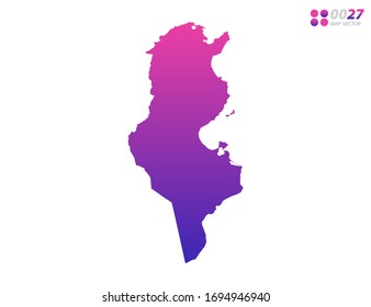 Vector bright colorful purple gradient of Tunisia map on white background. Organized in layers for easy editing.