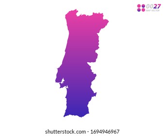 Vector bright colorful purple gradient of Portugal map on white background. Organized in layers for easy editing.