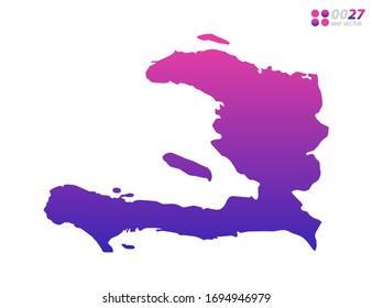 Vector bright colorful purple gradient of Haiti map on white background. Organized in layers for easy editing.